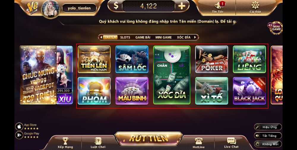 Hạng mục game nổi bật của cổng game